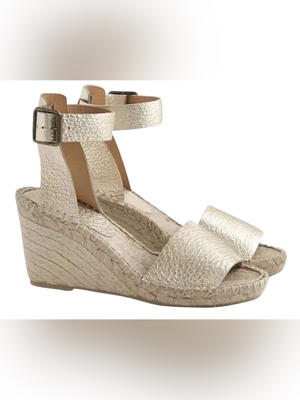 J. Crew Corsica Espadrille Wedge Gold Leather Sandals
